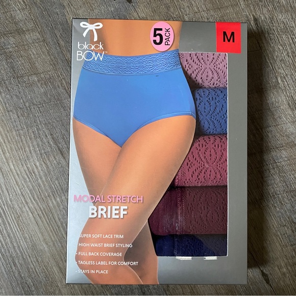 Black Bow Ladies' High Waist Brief, 5-pack - Picture 4 of 13